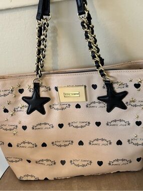 Betsey Johnson Star Stud Tote Bag, characterized with Black Accents